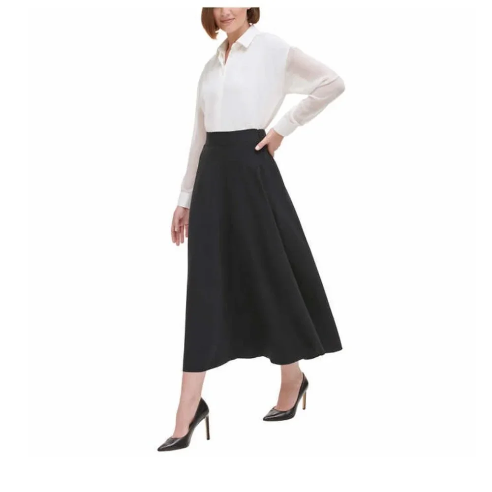 🌸 NWT DKNY Ladies' Maxi / Midi Skirt Black - Picture 3 of 11